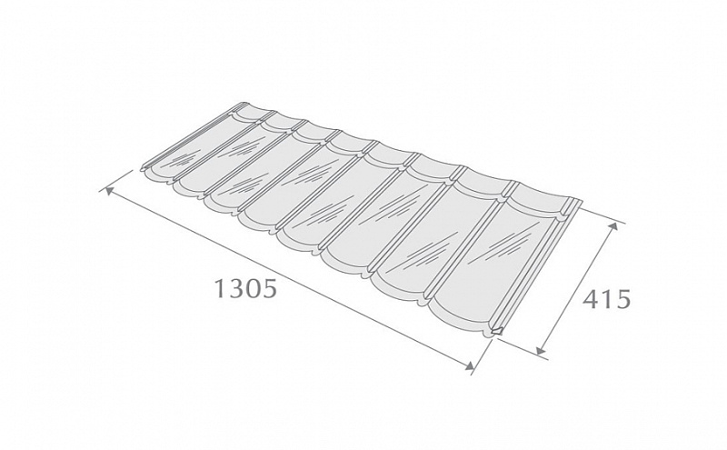 Композитная черепица METROTILE Мистраль терракот,1305*415 мм
